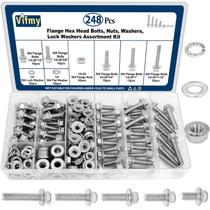Kit de sortimento de parafusos de cabeça de flange em aço inoxidável Vifmy 304