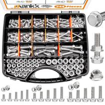 Kit de sortimento de parafusos e porcas de flange mankk 244PCS M5/M6/M8 Kit de sortimento de parafusos e porcas de flange mankk 244PCS M5/M6/M8