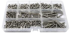 Kit de sortimento de parafusos e porcas iexcell 450 unidades de aço inoxidável M4 304