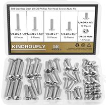 Kit de sortimento de parafusos e porcas Kindroufly 58 peças 304 SS Kit de sortimento de parafusos e porcas Kindroufly 58 peças 304 SS