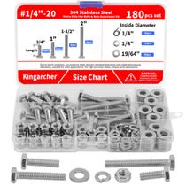 Kit de sortimento de parafusos e porcas Kingarcher 304 em aço inoxidável