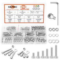 Kit de sortimento de parafusos Hapric 260 unidades de aço inoxidável M5 304