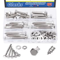Kit de sortimento de parafusos Hex Lag Glarks 162 unidades de aço inoxidável 1/4 304