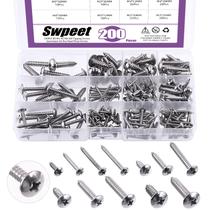 Kit de sortimento de parafusos Swpeet 200 unidades de aço inoxidável 304