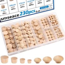 Kit de sortimento de plugues de madeira smseace 230 unidades de madeira de carvalho de 7 tamanhos Kit de sortimento de plugues de madeira smseace 230 unidades de madeira de carvalho de 7 tamanhos