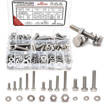 Kit de sortimento de porcas e parafusos HVAKHVA 304 em aço inoxidável Kit de sortimento de porcas e parafusos HVAKHVA 304 em aço inoxidável
