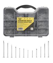 Kit de sortimento de unhas Mr. Pen 1500 unidades, 12 tamanhos Flat & Brad Kit de sortimento de unhas Mr. Pen 1500 unidades, 12 tamanhos Flat & Brad
