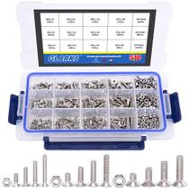 Kit de sortimento Glarks 510 unidades de parafusos de aço inoxidável 304 M3-M5