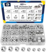 Kit de sortimento Hex Nuts ZQZ 405 unidades de aço inoxidável SAE Kit de sortimento Hex Nuts ZQZ 405 unidades de aço inoxidável SAE