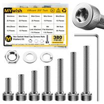 Kit de sortimento MYWISH 380 unidades de porcas e parafusos M4 Kit de sortimento MYWISH 380 unidades de porcas e parafusos M4