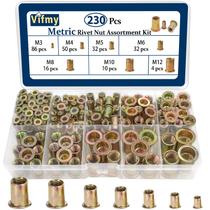 Kit de sortimento Rivet Nut Vifmy Metric (230 unidades) em aço carbono Kit de sortimento Rivet Nut Vifmy Metric (230 unidades) em aço carbono