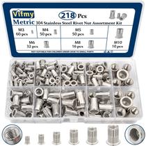 Kit de sortimento Rivet Nut Vifmy Metric 304 em aço inoxidável Kit de sortimento Rivet Nut Vifmy Metric 304 em aço inoxidável