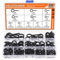 Kit de sortimento Screw Eyes HELIFOUNER em aço zincado preto Kit de sortimento Screw Eyes HELIFOUNER em aço zincado preto