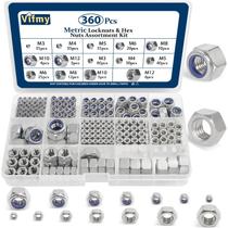 Kit de sortimento Vifmy Metric Hex Nuts & Locknuts 360 unidades Kit de sortimento Vifmy Metric Hex Nuts & Locknuts 360 unidades