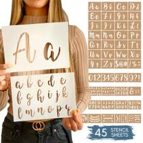 Kit de Stencils para Caligrafia CITRUSY com 45 Folhas Reutilizáveis