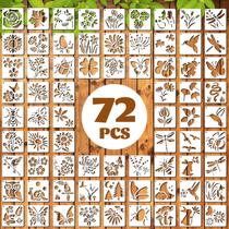 Kit de Stencils Yazhiji com 72 Peças Moldes Botânicos e de Borboletas