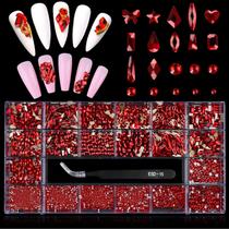 Kit de strass Nail Art EBANKU Red Crystal 3100 unidades com ferramentas
