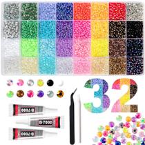Kit de Strass para Artesanato EGKamh 45.000 peças 32 Cores 3mm Kit de Strass para Artesanato EGKamh 45.000 peças 32 Cores 3mm