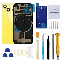 Kit de substituição de vidro traseiro amarelo Perzework para iPhone 14 de 6,1 polegadas