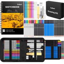 Kit de Suministros de Arte Caliart 176 piezas con Cuaderno de Bocetos de 100 hojas