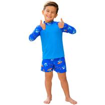 Kit De Sunga Shark Infantil Com Blusa Proteção Solar Uv50+ - Kit De Sunga Shark Infantil Com Blusa Proteção Solar Uv50+ -