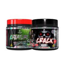 Kit de suplemento pré treino crack 300g + creatina creature 200g - demons lab