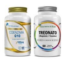 Kit de Suplementos CoenzimaQ10, Treonato 500mg 60 cápsulas Flora Nativa