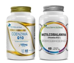 Kit de Suplementos CoenzimaQ10, Vitamina B12 500mg 60 cápsulas Flora Nativa