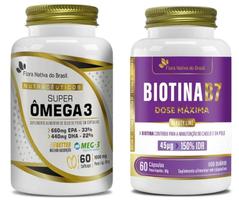 Kit de Suplementos Ômega 3, Biotina 500mg 60 cápsulas Flora Nativa