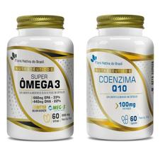 Kit de Suplementos ômega 3, CoenzimaQ10 500mg 60 cápsulas Flora Nativa