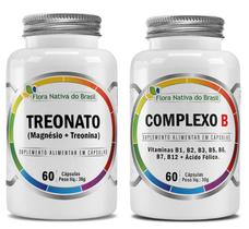 Kit de Suplementos Treonato, Complexo B 500mg 60 cápsulas Flora Nativa