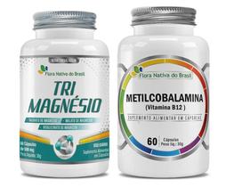 Kit de Suplementos Tri Magnésio, Vitamina B12 500mg 60 cápsulas Flora Nativa Kit de Suplementos Tri Magnésio, Vitamina B12 500mg 60 cápsulas Flora Nativa