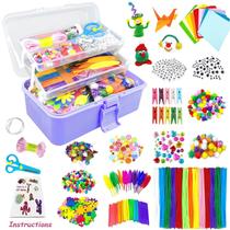 Kit de suprimentos de arte e artesanato VLUSSO para crianças de 4 a 9 anos com caixa