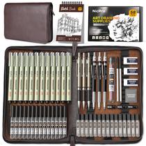 Kit de suprimentos de desenho artístico Nicpro 58 unidades com estojo de couro