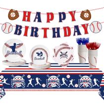 Kit de suprimentos de festa PEMOTYST Baseball Theme para 24 convidados