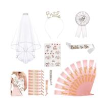 Kit De Suprimentos Para Festa De Despedida De Solteira Faixa De Noiva Véu Tiara Tatuagem Para