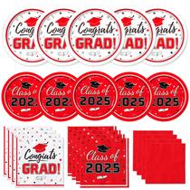 Kit de suprimentos para festa de formatura para 50 pessoas Turma vermelha de 2025 Kit de suprimentos para festa de formatura para 50 pessoas Turma vermelha de 2025