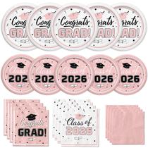 Kit de Suprimentos para Festa Oigco Pratos e Guardanapos Rosa para Formatura Kit de Suprimentos para Festa Oigco Pratos e Guardanapos Rosa para Formatura