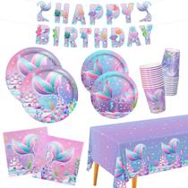 Kit de suprimentos para festas Gatherfun Mermaid Birthday 25 Convidados