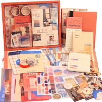 Kit de suprimentos para scrapbooking emmoolife 348 unidades com notebook A6 Grid
