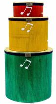 Kit de Surdinhos JOG Vibratom P3642 3pçs em Madeira e Baquetas (Musicalização Infantil) 15122