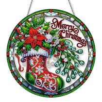 Kit de suspensão de arte com diamantes JJFox, meia de Natal, ornamento DIY Kit de suspensão de arte com diamantes JJFox, meia de Natal, ornamento DIY