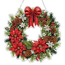 Kit de suspensão de arte de diamante JJFox, enfeite de coroa de Natal Kit de suspensão de arte de diamante JJFox, enfeite de coroa de Natal