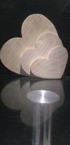 Kit de tábua coração de madeira de pinus P 13x18, M 22x20 G 29x28