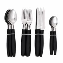 Kit de Talheres 24 Peças Cabo Plástico Inox para Mesa Modelo Kit Talheres 24 Peças Preto Kit de Talheres 24 Peças Cabo Plástico Inox para Mesa Modelo Kit Talheres 24 Peças Preto