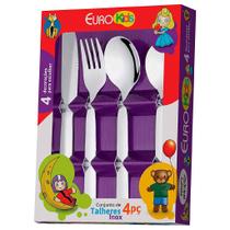 Kit de Talheres Aço Inox Jogo Infantil Colheres Garfo e Faca - Euro Kids