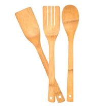 Kit de talheres de bambu 3 peças Kit de talheres de bambu 3 peças