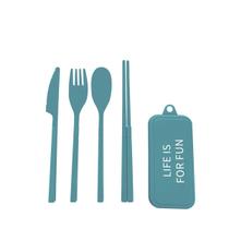 Kit de talheres de plástico verde 5 peças Kit de talheres de plástico verde 5 peças