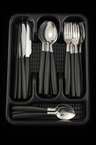 Kit de Talheres em Inox e Preto 25 Peças Com Suporte
