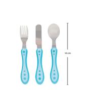 Kit de Talheres Estrelinha Infantil Buba - Azul - Inox 3 Peças